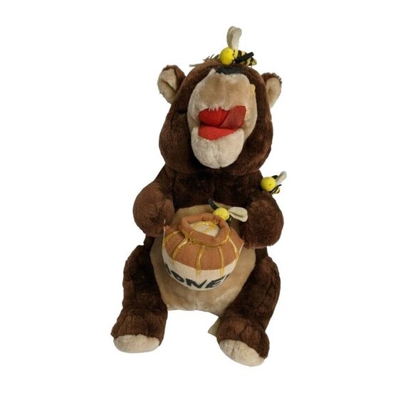 SHALOM TOY CO Plush Stuffed anima  Teddy Bear with honey pot and bees 12 inch - Picture 4 of 9